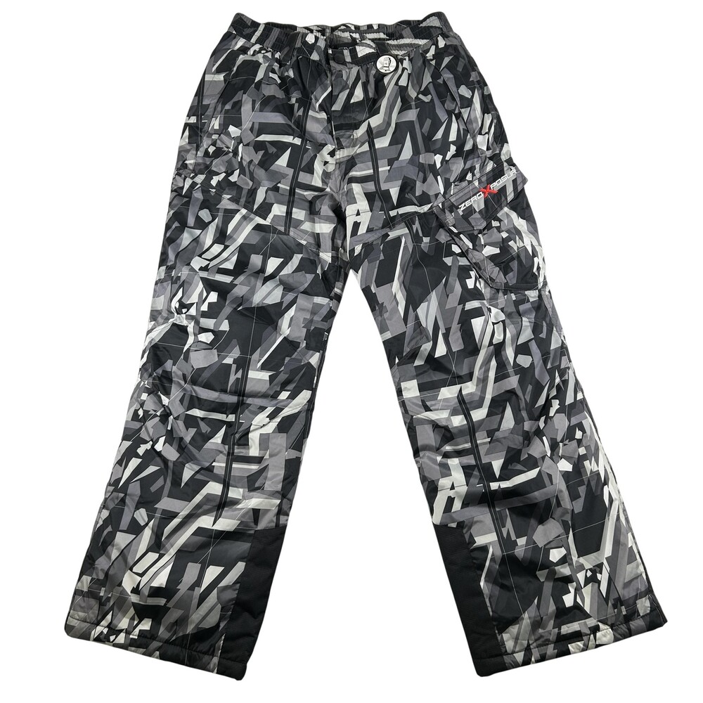 ZeroXposur Snow Pants Youth XL 18/20 Gray Print Insulated Ski Cargo Winter Kids